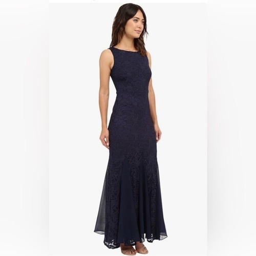 Maxi abito blu - , pizzo