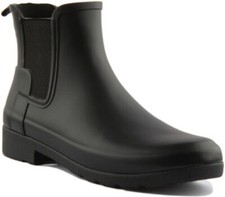 HUNTER Originale Refined Chelsea Donna Slim Stivali di Gomma Nero Taglia UK 3 -