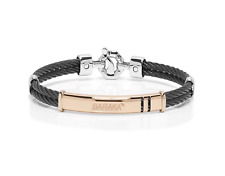 BARAKA Bracciale uomo acciaio pvd nero Oro rosa 18 kt diamante  BR33207 19 cm