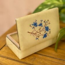 Portagioie vintage con stampa floreale in alabastro Made in Italy