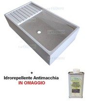 Lavandino lavatoio vasca Acquaio in Graniglia Marmo Levigata Bianco cm 90 h 24