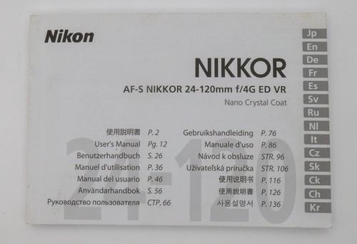 Nikon foglio uso - d'uso, af-s