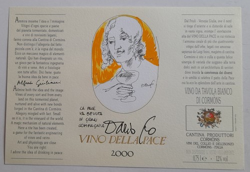 Etichetta vino pace - pace, 2000