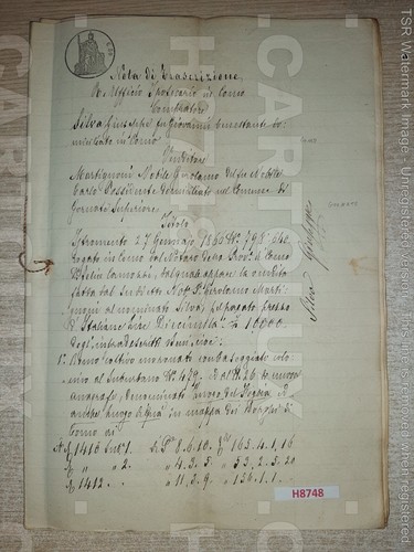 H8748 documento antico 1866 - antico,