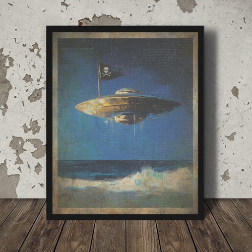 Vintage ufo bandiera pirata - vintage,
