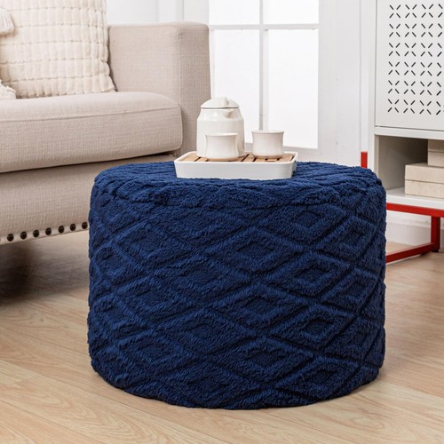 Fluffy round ottoman - round, pouf
