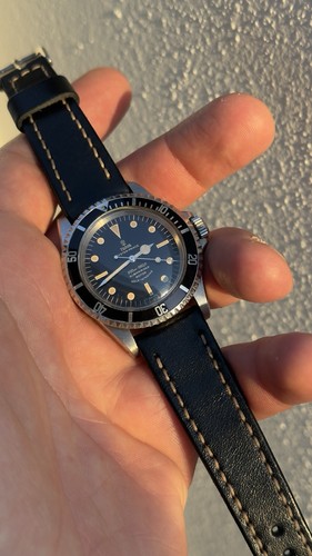 20mm black leather watch strap - 20mm,