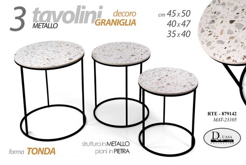 Set tavolini tondi metallo - 3,