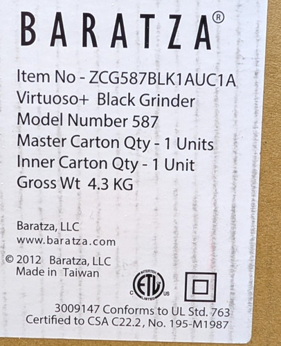 Baratza virtuoso 587 - virtuoso+,