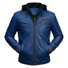 Giacca uomo blu vera pelle con