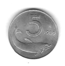 1989 5 LIRE  "DELFINO"  TIMONE