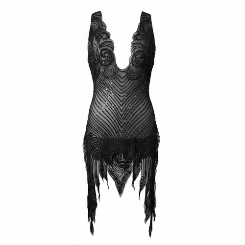 Abito vintage nero perline - vintage,