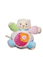 Doudou chat rond rose Fleur