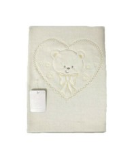 Coperta Lana Neonato Culla Beige Ricamo Orsetto Invernale 75x95 cm NG-473 Nazare