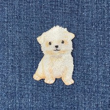 Patch Applique Cane Maltese - Distintivo Cucciolo Ricamato 2" (Ferro su)