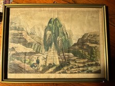 Antica stampa acquerellata