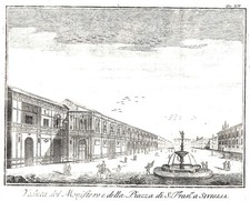 SPAGNA SIVIGLIA "Veduta del Monistero e della piazza di S.Fran.co" T. Salmone 1739