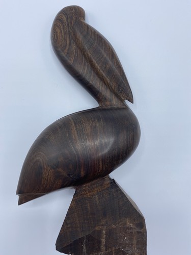 Vtg pelican hand carved - pelican,
