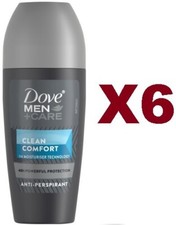 6 PZ DOVE MEN + CARE DEODORANTE ROLL ON CLEAN COMFORT 50ML