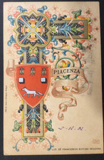 Piacenza antica cartolina postale viaggiata raffigurante il simbolo della citta'