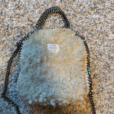 Borsa a tracolla Stella McCartney in pelliccia originale Falabella beige...