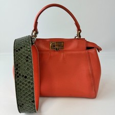 FENDI Peekaboo Mini piccola borsa a mano arancione 8BN244