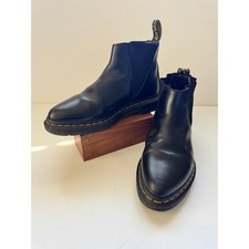 Stivali donna DR. MARTENS EU 38 Bianca taglia 7 pelle nera slip-on punto giallo