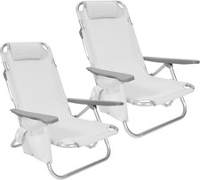 Coppia Spiaggine Lettini Prendisole Pieghevoli Trasportabili Campeggio Reclinabi