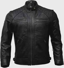 Giacca uomo pelle nera biker - giacca,