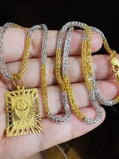 Collana con rettangolo lunga 22K 916 in oro vero fine 21,5”/22” 13,5g 3,mm