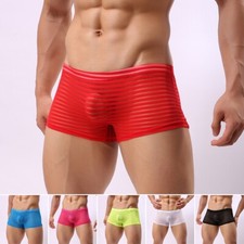 Sexy Mini Uomo Uomo Rete Trasparente per Boxer Pantaloncini Intimo S M L