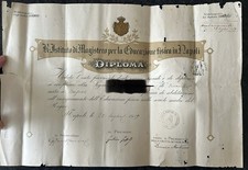 ????Raro Diploma Regno d’Italia di Educazione Fisica Istituto di Napoli 1919