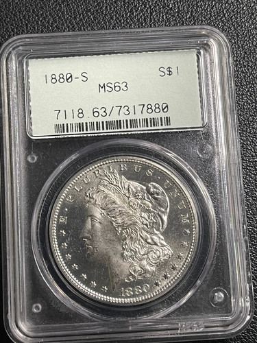 1880 pcgs ms63 morgan silver - p,
