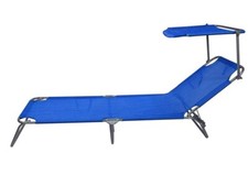 Lettino prendisole blu da mare spiaggia con tettuccio parasole richiudibile schi