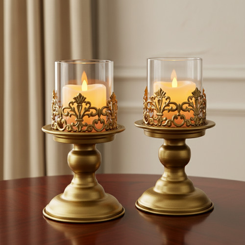Set portacandele vintage oro - vintage,