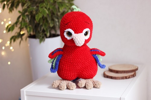 Peluche pappagallo ara - ara, rosso