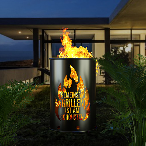 Bidone fuoco grigliare insieme - bidone,