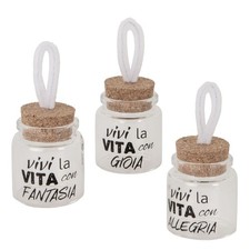 6 PZ VITA Barattolo portaconfetti vetro con scritta - 6 cm BOMBONIERA 1F1A