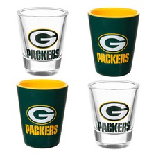 Verde Bay Packers 4-Piece Vetro Shot Set, Ceramica E Vetro, 59ml