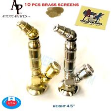 Americanpipes™ 2 PEZZI Pipa da fumo piccola camera lunga in metallo con 10 schermi in ottone