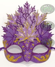 MASCHERINA VENEZIANA decorata foglia venezia maschera domino viola