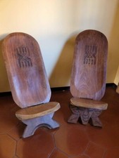 coppia di sedie sdraio etniche africane originali in legno massello