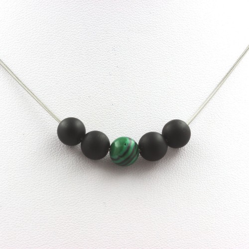 Collana perle malachite - collana, +