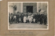 1933 PONTEVICO Invitati in posa fuori dalla chiesa sposalizio Brescia Fotografia