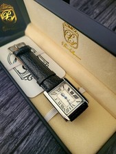 Orologio uomo classico iconico di ispirazione svizzera Pierre Lucerne Tank cinturino nero con scatola