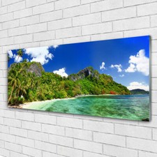 125x50 Quadro Immagine Arte da Parete Vetro  Spiaggia Montagne Paesaggio