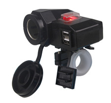 USB Moto Supporto 2 Prese 3,1A 5V 12V Accendisigari ON OFF Caricabatterie A15 PV