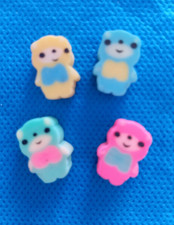 x4 GOMME GOMMINE da COLLEZIONE Vintage ERASER Anni '80 ORSETTI PELUCHE COLORATI