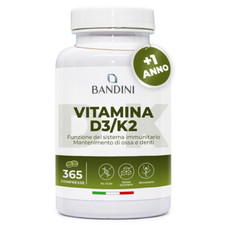 Bandini® Vitamina D3 K2 365 COMPRESSE 12 Mesi, D3K2 99% All Trans MK7