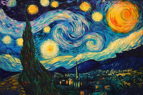 Paesaggio notte stellata pop - paesaggio,